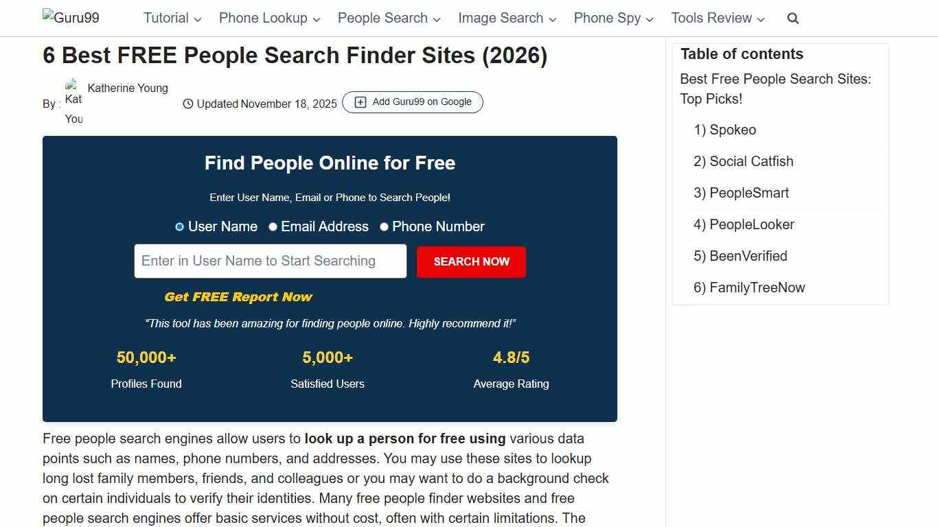 6 Best FREE People Search Finder Sites (2026)